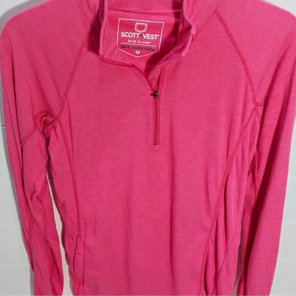 SCOTTeVEST Women's Medium Susie Qzip 1/4 Zip Pullover Pink Hidden Pocket Travel - Picture 3 of 11